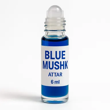 Blue Mushk Fragrance Oil | 6ml Roll On Attar | Long Lasting Perfume Oil for Men & Women | Non Alcoholic Pocket Perfume Bottle thumbnail 0