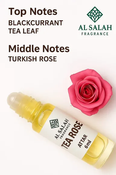 Tea Rose Fragrance Oil 6ml Roll On | Floral Attar for Men & Women | Long-Lasting Non-Alcoholic Perfume | Pocket-Friendly Roll-On thumbnail 1
