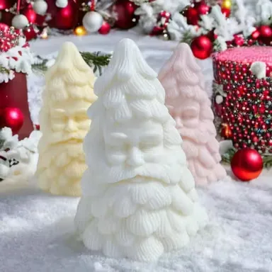 Santa Claus Candle Silicone Mold | Christmas Tree Holiday Mould | DIY Resin| Clay| Plaster Candle Making | Aesthetic Sculpture Pillar Candle Mould for Home & Gifting thumbnail 0