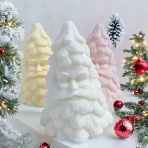 Santa Claus Candle Silicone Mold | Christmas Tree Holiday Mould | DIY Resin| Clay| Plaster Candle Making | Aesthetic Sculpture Pillar Candle Mould for Home & Gifting image 3