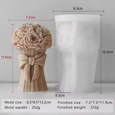 Rose Flower Bouquet Silicone Candle Mold with Bow | DIY Aroma Candle Mold 13.2 cm | Handmade| Decorative| Valentine’s Day  thumbnail 1