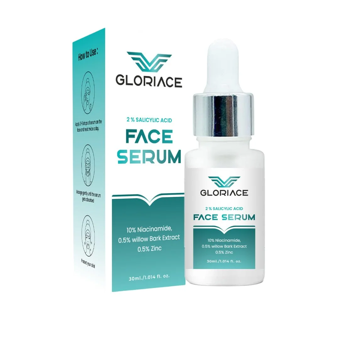 gloriace salicylic acid face serum 2%| niacinamide 10% brightening acne control | 30ml | skincare for oily acne-prone skin image 1