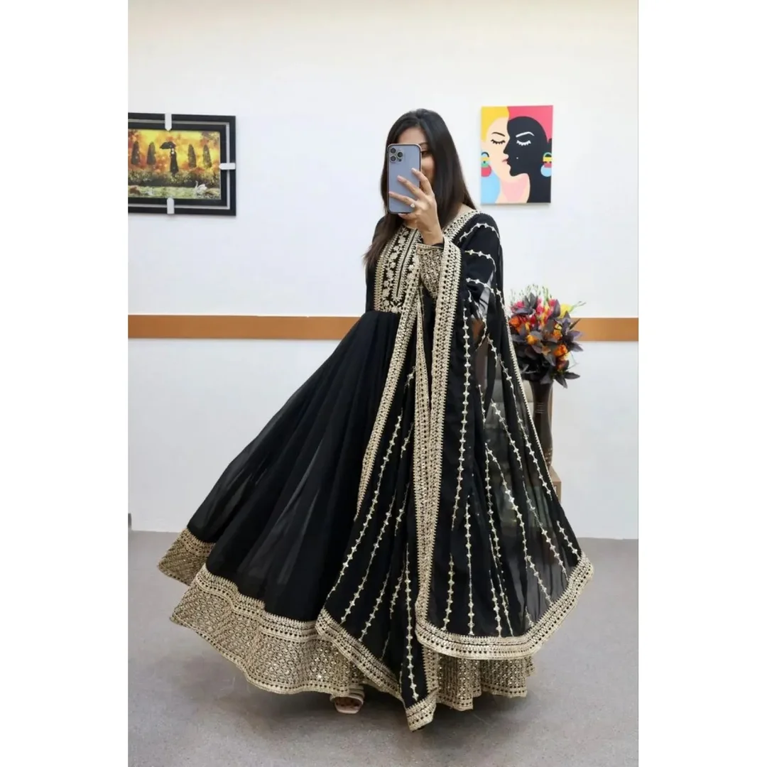 Fancy Embroidered Anarkali Kurta Set | Medium Size|Dupatta Included Elegant Partywear image 2
