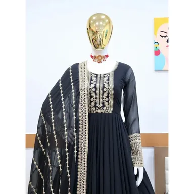 Fancy Embroidered Anarkali Kurta Set | Medium Size|Dupatta Included Elegant Partywear thumbnail 2