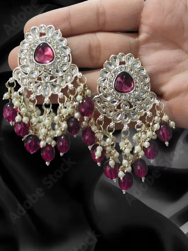 Kundan Droop Earring | Traditional Kundan Jewelry | Designer Bridal & Wedding Earrings | Elegant & Intricate Design for Special Occasions image 3