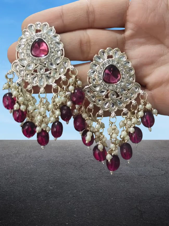Kundan Droop Earring | Traditional Kundan Jewelry | Designer Bridal & Wedding Earrings | Elegant & Intricate Design for Special Occasions image 2