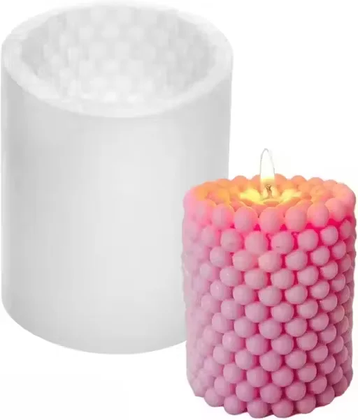 Bubble Pillar Candle Mold | Pearl Pillar Shape | 3D Geometric Silicone Wax Mold for Handmade Candles| DIY Soap| Home Décor image 1