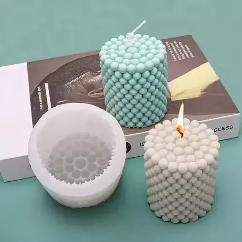 Bubble Pillar Candle Mold | Pearl Pillar Shape | 3D Geometric Silicone Wax Mold for Handmade Candles| DIY Soap| Home Décor image 2