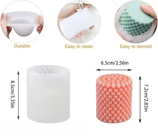 Bubble Pillar Candle Mold | Pearl Pillar Shape | 3D Geometric Silicone Wax Mold for Handmade Candles| DIY Soap| Home Décor image 3