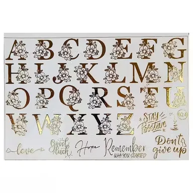 Metallic alphabet sticker sheet | ultra‑thin A‑Z metallic letters for resin art| gold silver insert sheet thumbnail 1