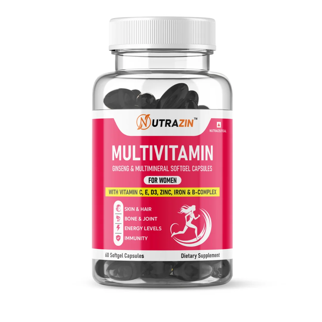 Nutrazin Women’s Multivitamin Softgels | Ginseng Vitamin C, E, D3, Zinc, Iron & B-Complex | 60 Capsules Daily Wellness Boost image 1