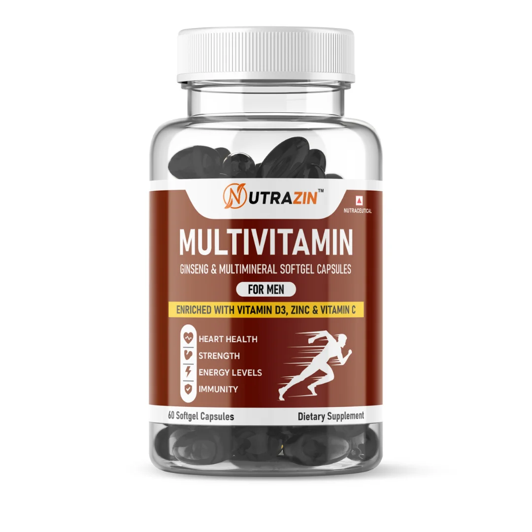 Nutrazin Men’s Multivitamin Softgels | Ginseng, Vitamin D3 | Zinc & Vitamin C | 60‑Capsules Daily Energy & Immunity Boost image 1
