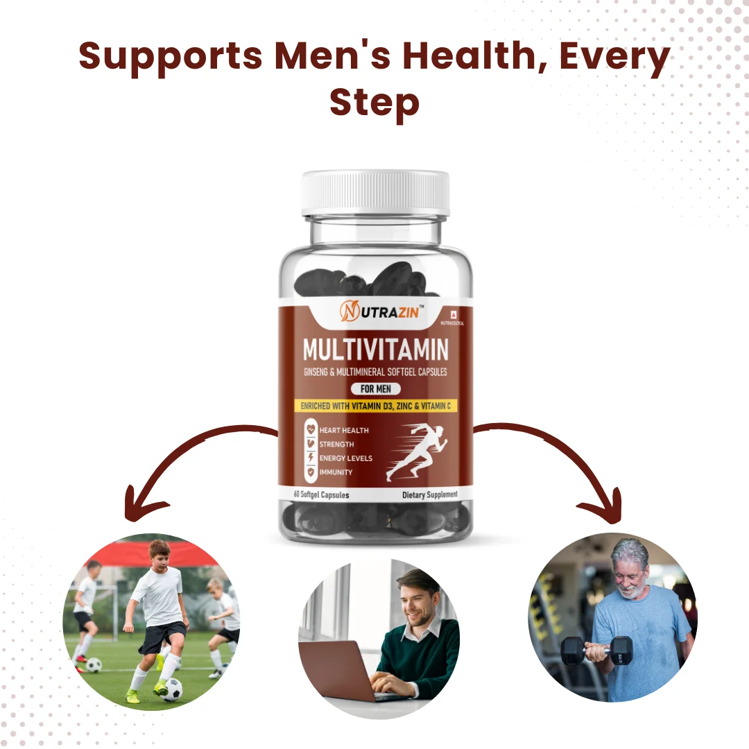 Nutrazin Men’s Multivitamin Softgels | Ginseng, Vitamin D3 | Zinc & Vitamin C | 60‑Capsules Daily Energy & Immunity Boost image 4