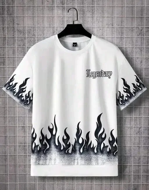 FIRE Printed Cotton T-Shirt | Half Sleeve Round Neck Unisex| Size S image 1