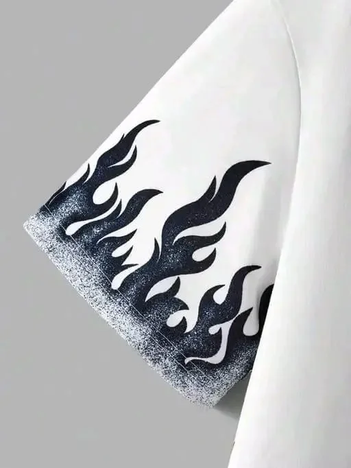 FIRE Printed Cotton T-Shirt | Half Sleeve Round Neck Unisex| Size S image 3