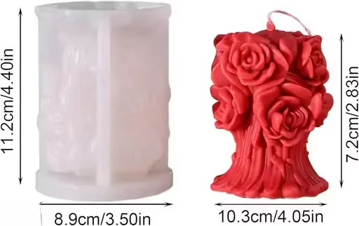 Rose Bouquet Candle Mould | 3D Silicone Decorative Flower Mold for Candle Making | Large 110mm x 81mm | Handmade Crafts & Gifting | image 1