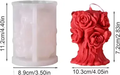 Rose Bouquet Candle Mould | 3D Silicone Decorative Flower Mold for Candle Making | Large 110mm x 81mm | Handmade Crafts & Gifting | thumbnail 0