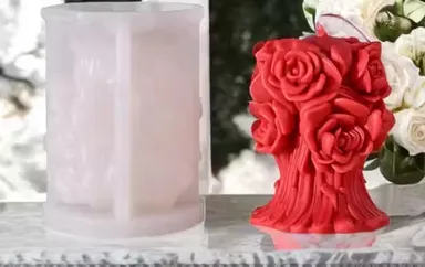 Rose Bouquet Candle Mould | 3D Silicone Decorative Flower Mold for Candle Making | Large 110mm x 81mm | Handmade Crafts & Gifting | thumbnail 1