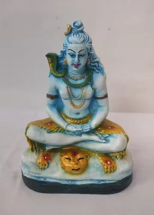 Shiv Samadhi Murti | Lord Shiva Meditation Idol Marble Look Statue for Home Temple| Car Dashboard  Puja| Gifting | 38 cm Handcrafted Resin Idol image 1