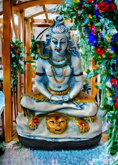 Shiv Samadhi Murti | Lord Shiva Meditation Idol Marble Look Statue for Home Temple| Car Dashboard  Puja| Gifting | 38 cm Handcrafted Resin Idol thumbnail 1