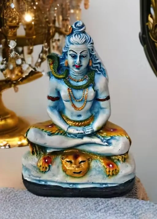 Shiv Samadhi Murti | Lord Shiva Meditation Idol Marble Look Statue for Home Temple| Car Dashboard  Puja| Gifting | 38 cm Handcrafted Resin Idol image 3