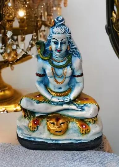 Shiv Samadhi Murti | Lord Shiva Meditation Idol Marble Look Statue for Home Temple| Car Dashboard  Puja| Gifting | 38 cm Handcrafted Resin Idol thumbnail 2