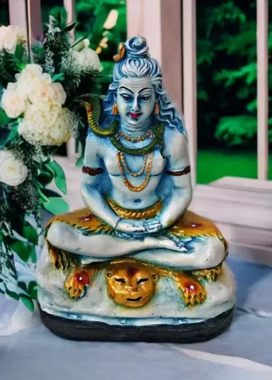 Shiv Samadhi Murti | Lord Shiva Meditation Idol Marble Look Statue for Home Temple| Car Dashboard  Puja| Gifting | 38 cm Handcrafted Resin Idol thumbnail 3