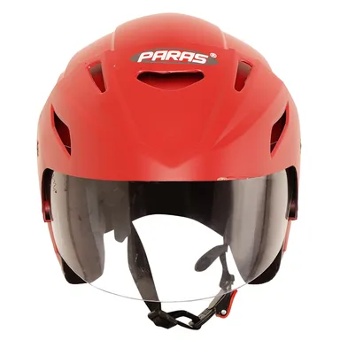 Paras Open Face Motorbike Helmet | Flip-Up Sun Visor | Matt Red Scooty Helmet for Men| Women & Youth Riders
