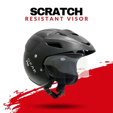 Paras Open Face Motorbike Helmet | Flip-Up Sun Shield | Black Scooty & Bike Helmet for Men| Women & Teens thumbnail 0