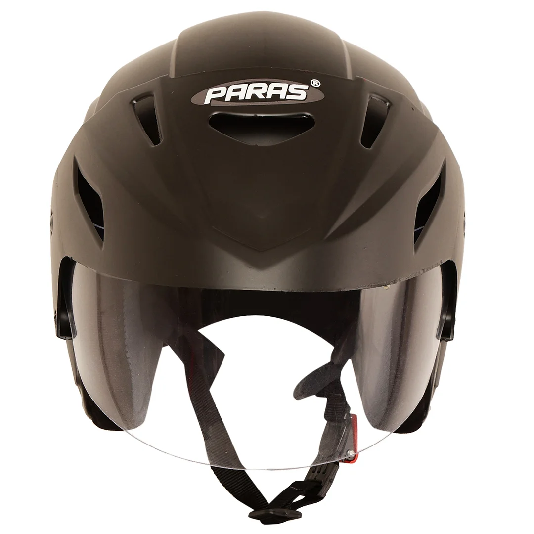 Paras Open Face Motorbike Helmet | Flip-Up Sun Shield | Black Scooty & Bike Helmet for Men| Women & Teens image 2