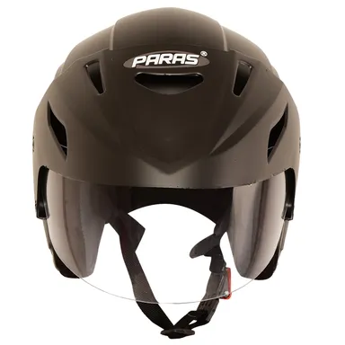 Paras Open Face Motorbike Helmet | Flip-Up Sun Shield | Black Scooty & Bike Helmet for Men| Women & Teens thumbnail 1