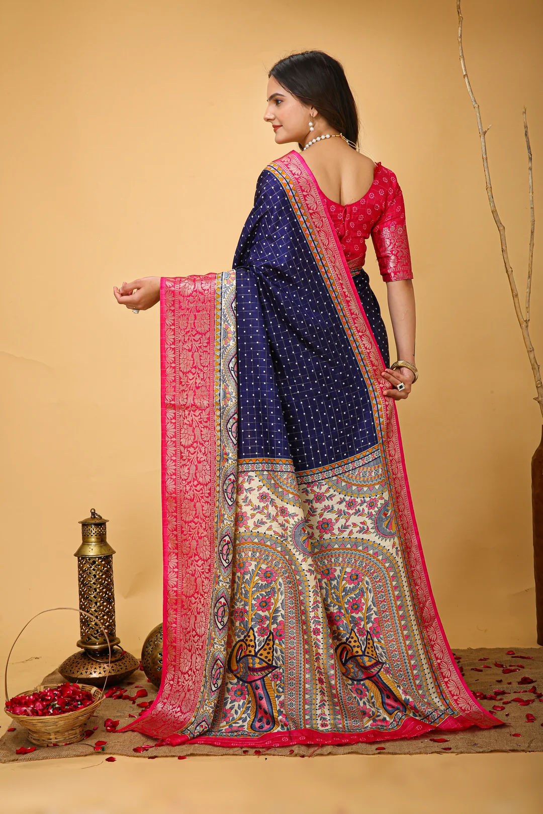 Rama Pink Kanjivaram Art Silk Saree with Matching Blouse Piece for Women – Festival & Wedding Wear image 3