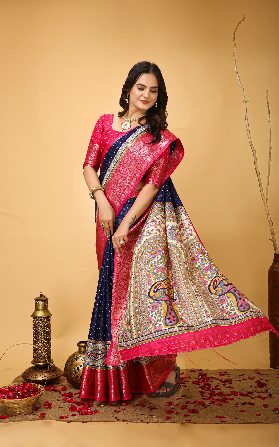 Rama Pink Kanjivaram Art Silk Saree with Matching Blouse Piece for Women – Festival & Wedding Wear image 4