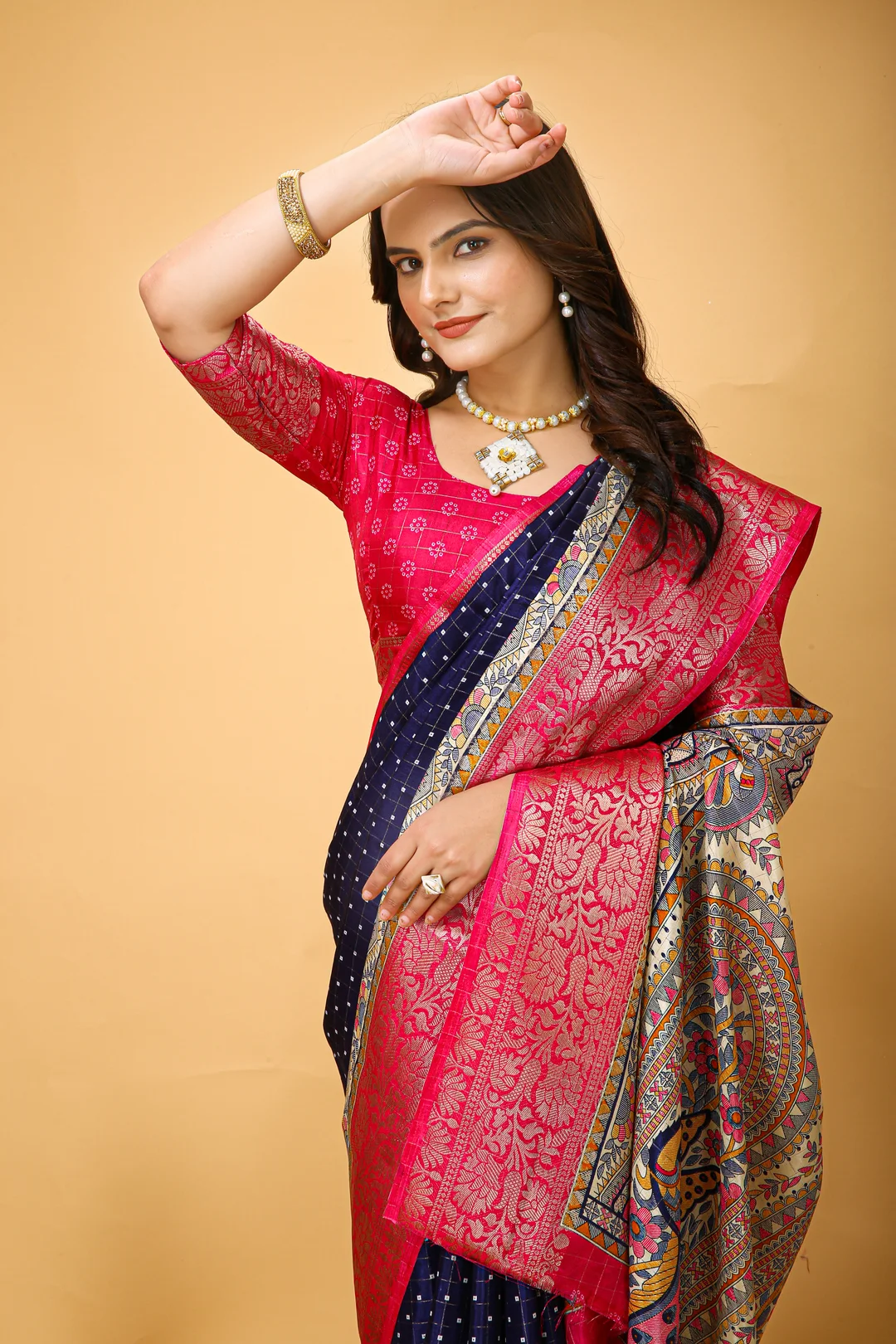 Rama Pink Kanjivaram Art Silk Saree with Matching Blouse Piece for Women – Festival & Wedding Wear image 6