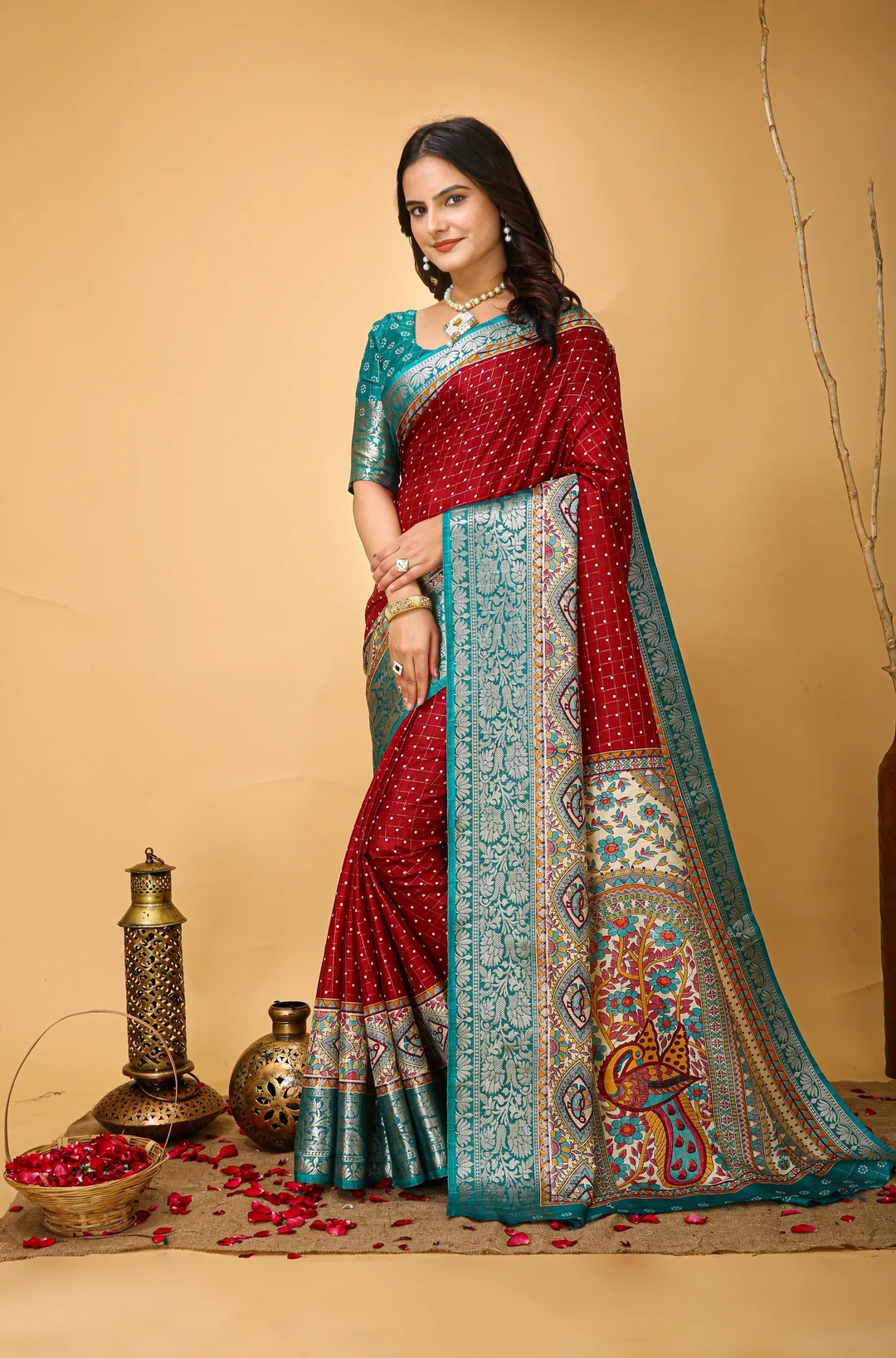 Maroon Rama Kanjivaram Art Silk Saree with Matching Blouse Piece for Women – Festival & Wedding Wear image 2
