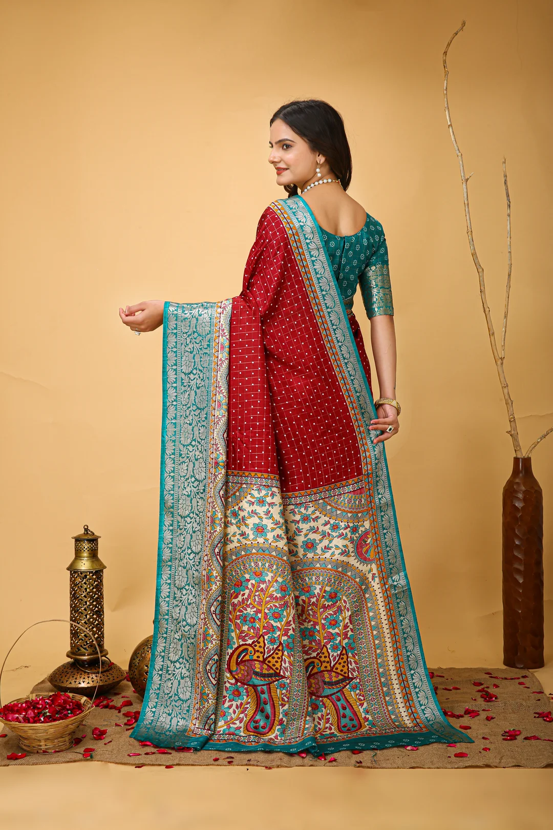 Maroon Rama Kanjivaram Art Silk Saree with Matching Blouse Piece for Women – Festival & Wedding Wear image 3