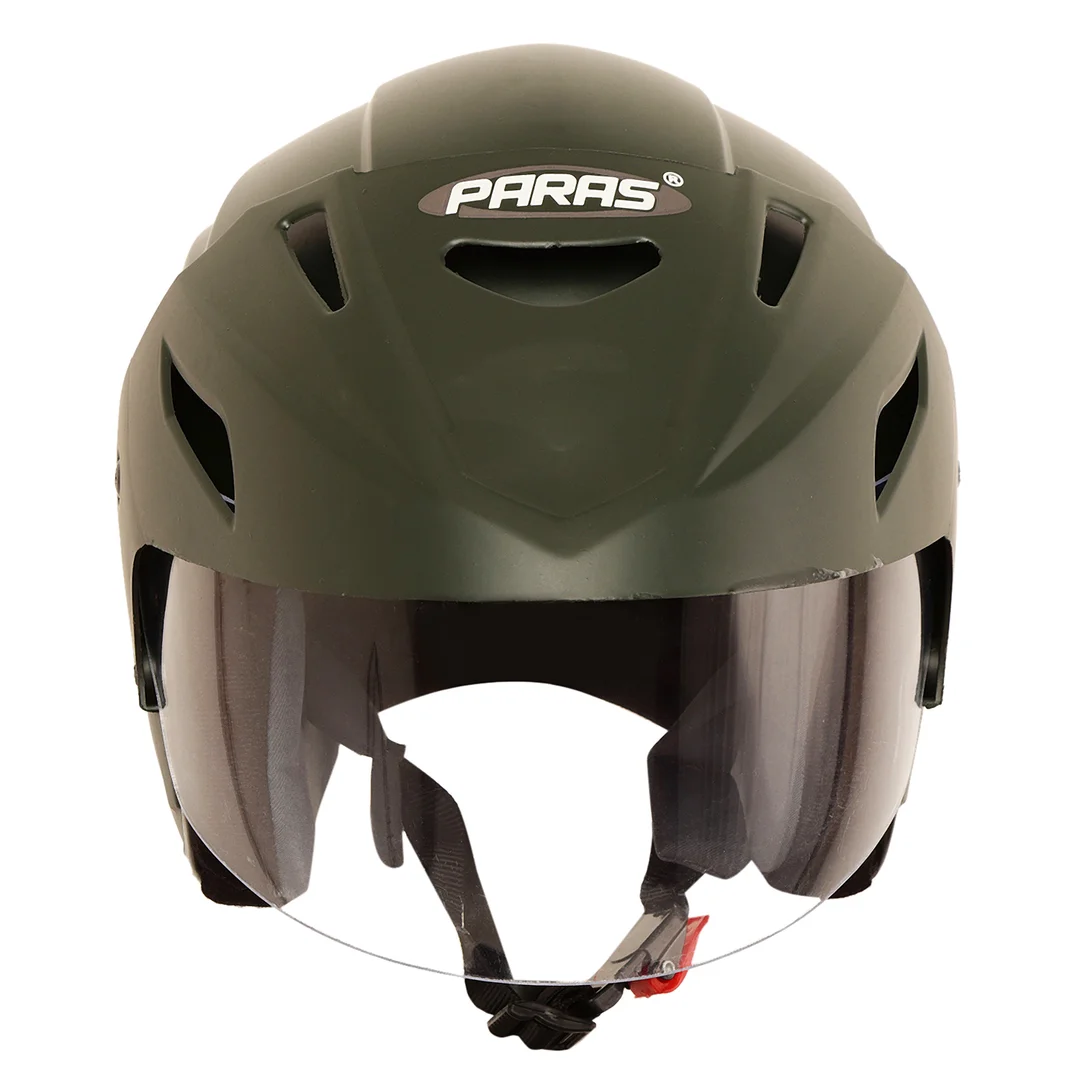 Paras Open Face Flip Up Sun Shield | Motorbike Scooty Helmet For Men Women Girls Boys Motorbike Helmet Green image 3