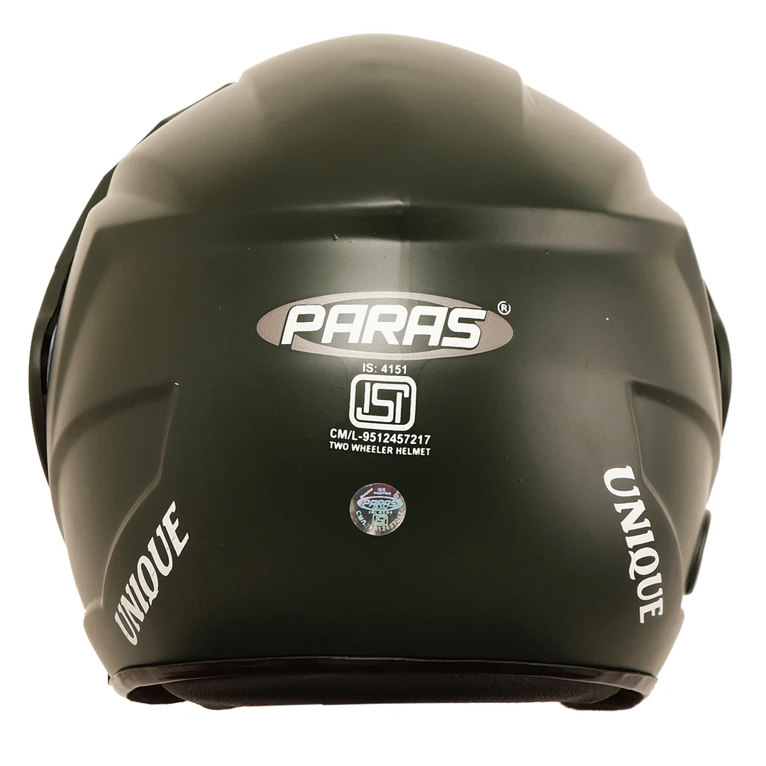 Paras Open Face Flip Up Sun Shield | Motorbike Scooty Helmet For Men Women Girls Boys Motorbike Helmet Green image 7