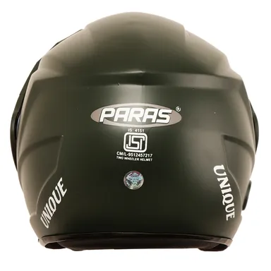Paras Open Face Flip Up Sun Shield | Motorbike Scooty Helmet For Men Women Girls Boys Motorbike Helmet  Green thumbnail 6