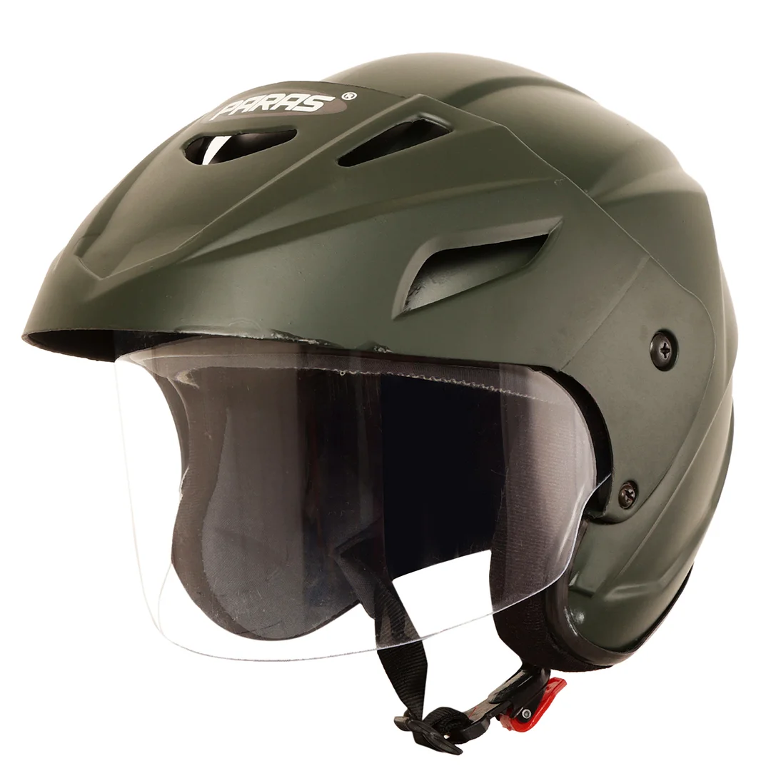 Paras Open Face Flip Up Sun Shield | Motorbike Scooty Helmet For Men Women Girls Boys Motorbike Helmet Green image 5