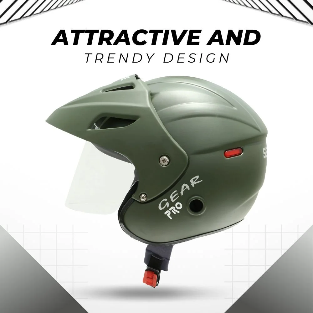 Paras Open Face Flip Up Sun Shield | Motorbike Scooty Helmet For Men Women Girls Boys Motorbike Helmet Green image 2