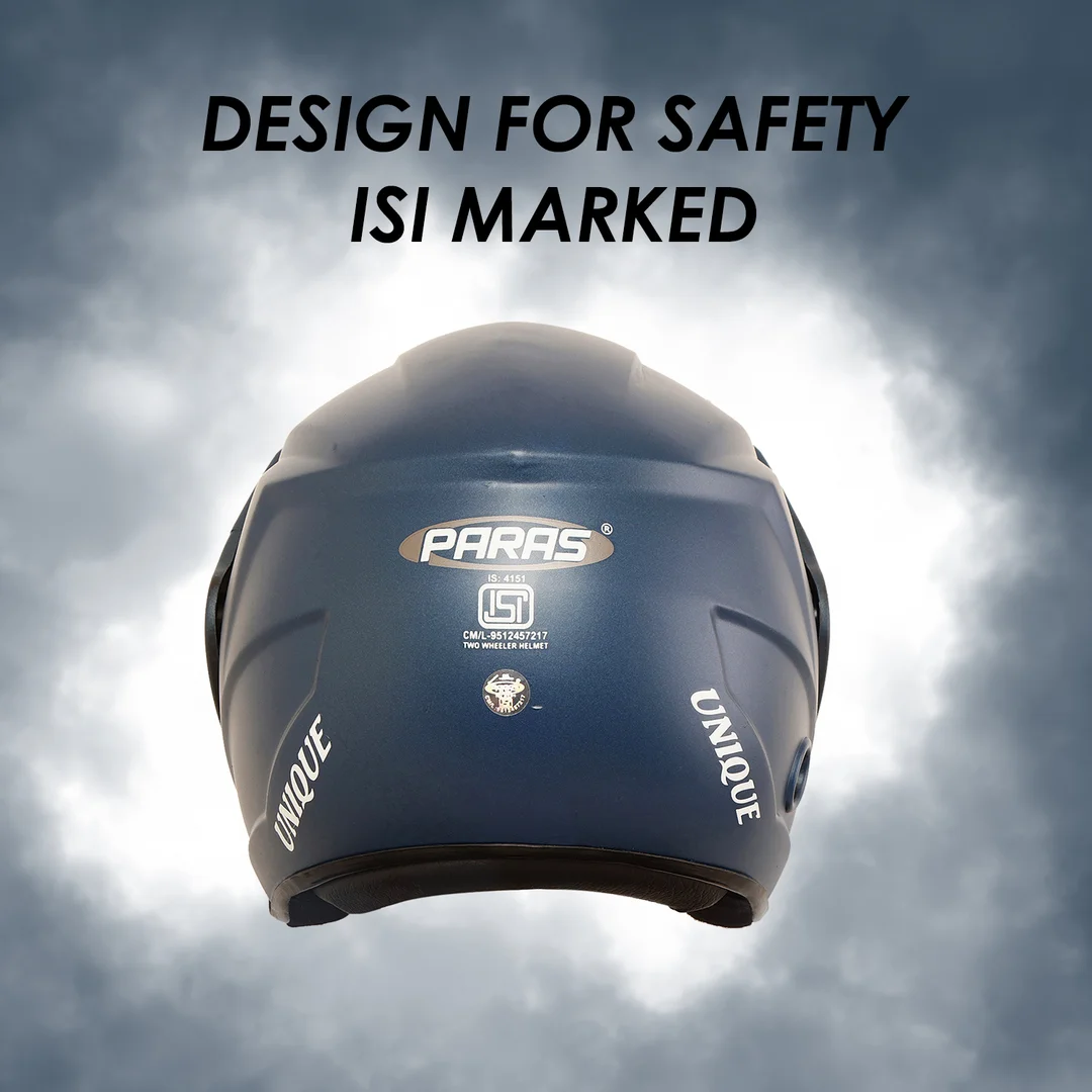 Paras Open Face Flip Up Sun Shield Motorbike | Scooty Helmet For Men Women Girls Boys Motorbike Helmet | Blue image 6