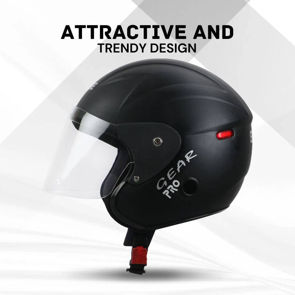 Paras Open Face Safe Riding | Motorbike Scooty Helmet For Men Women Girls Boys Motorbike Helmet Black image 2