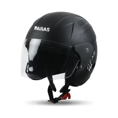 Paras Open Face Safe Riding | Motorbike Scooty Helmet For Men Women Girls Boys Motorbike Helmet  Black  thumbnail 2