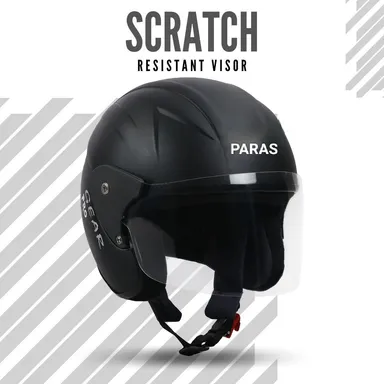 Paras Open Face Safe Riding | Motorbike Scooty Helmet For Men Women Girls Boys Motorbike Helmet  Black  thumbnail 3