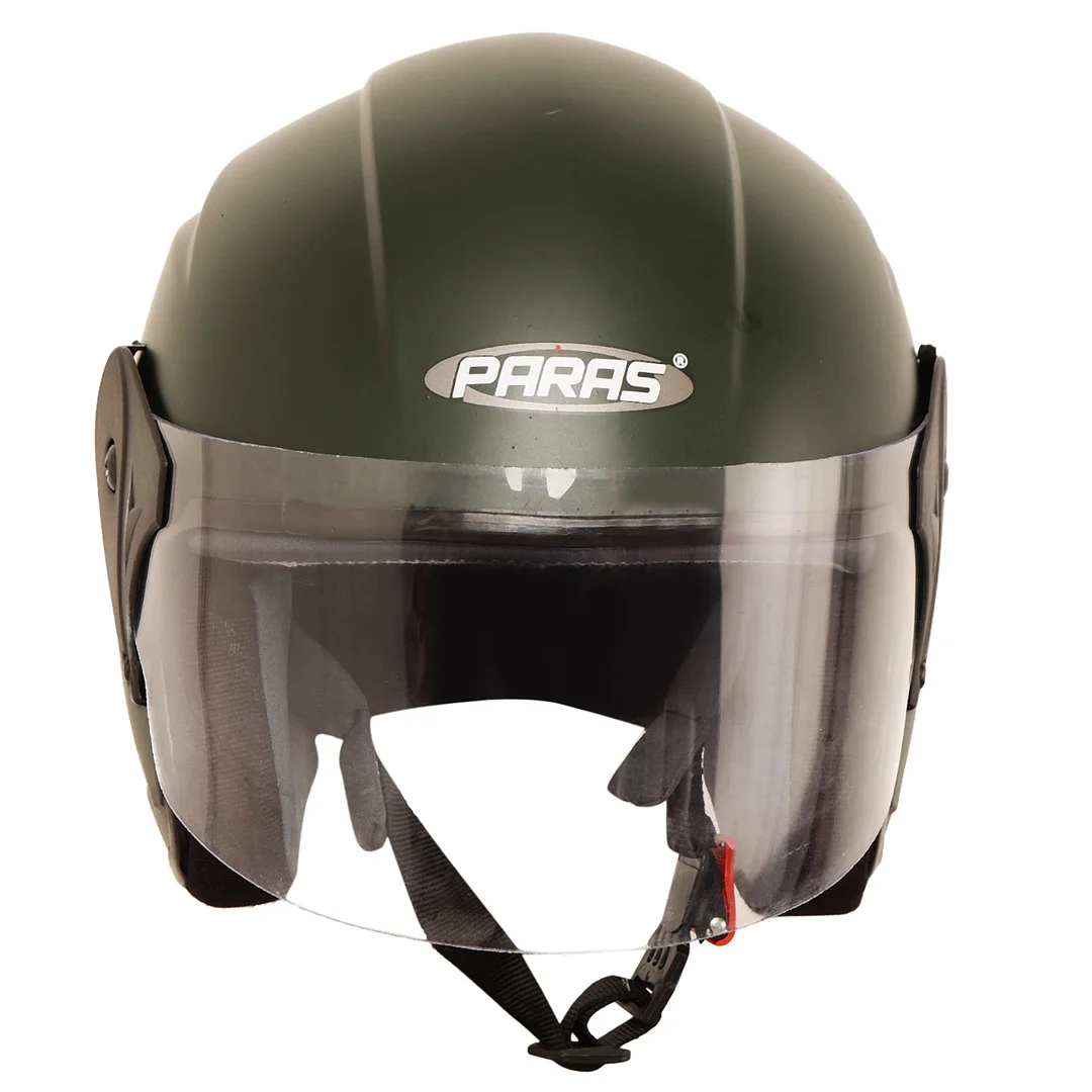 Paras Open Face Safe Riding | Motorbike Scooty Helmet For Men Women Girls Boys Motorbike Helmet Matt Green image 4