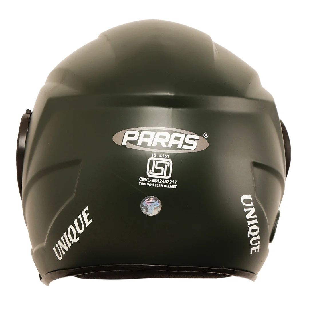 Paras Open Face Safe Riding | Motorbike Scooty Helmet For Men Women Girls Boys Motorbike Helmet Matt Green image 6