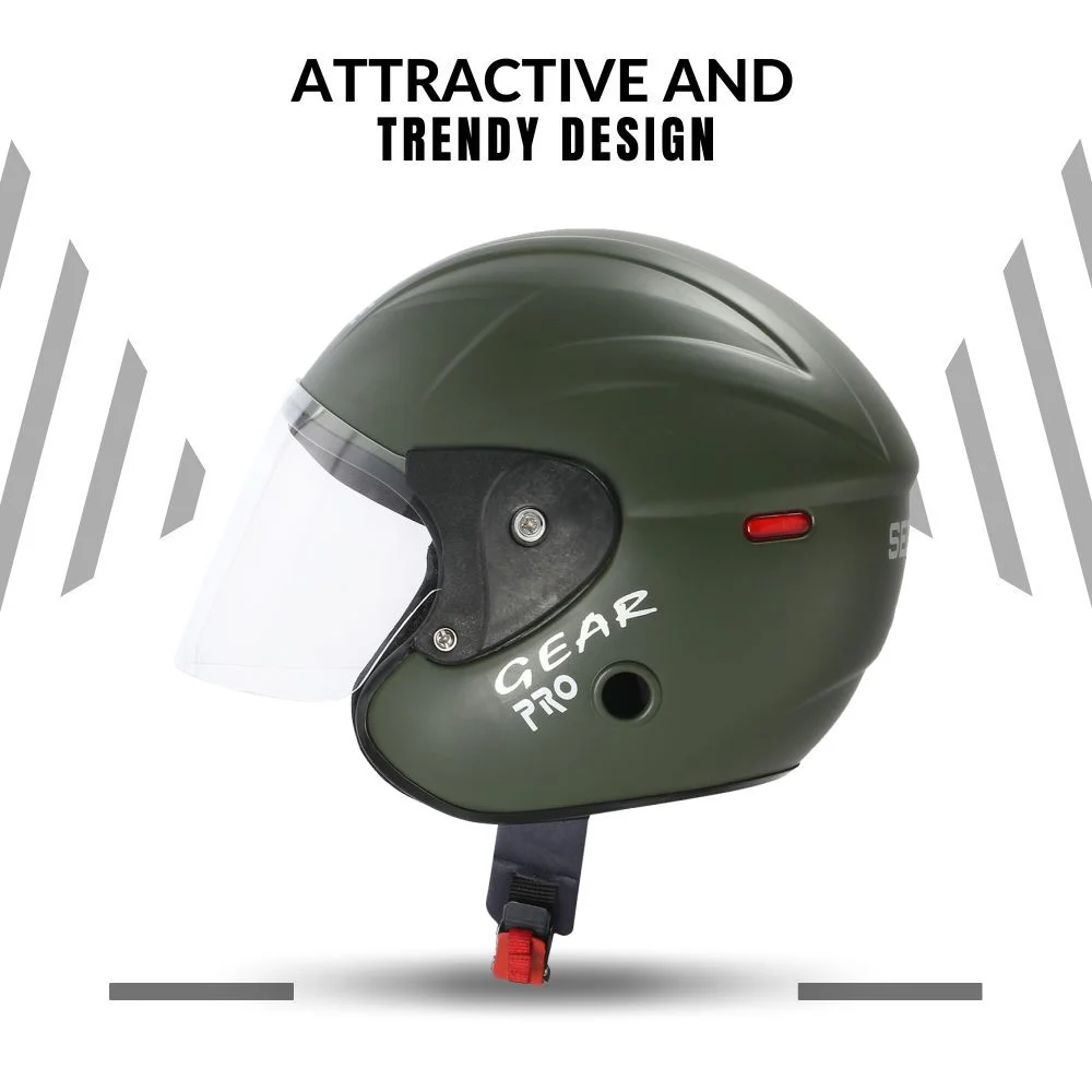 Paras Open Face Safe Riding | Motorbike Scooty Helmet For Men Women Girls Boys Motorbike Helmet Matt Green image 3