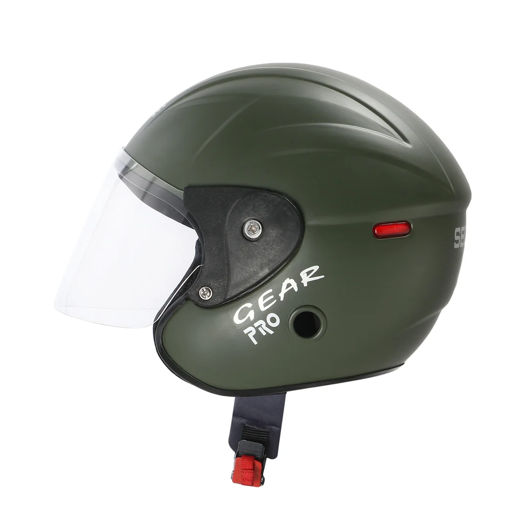 Paras Open Face Safe Riding | Motorbike Scooty Helmet For Men Women Girls Boys Motorbike Helmet Matt Green image 1