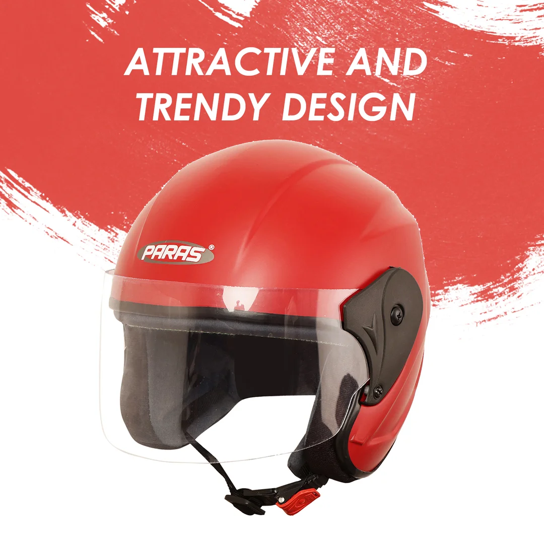 Open Face ISI Certified Scooty Helmet Red | Lightweight Polycarbonate | Unisex Rider image 3